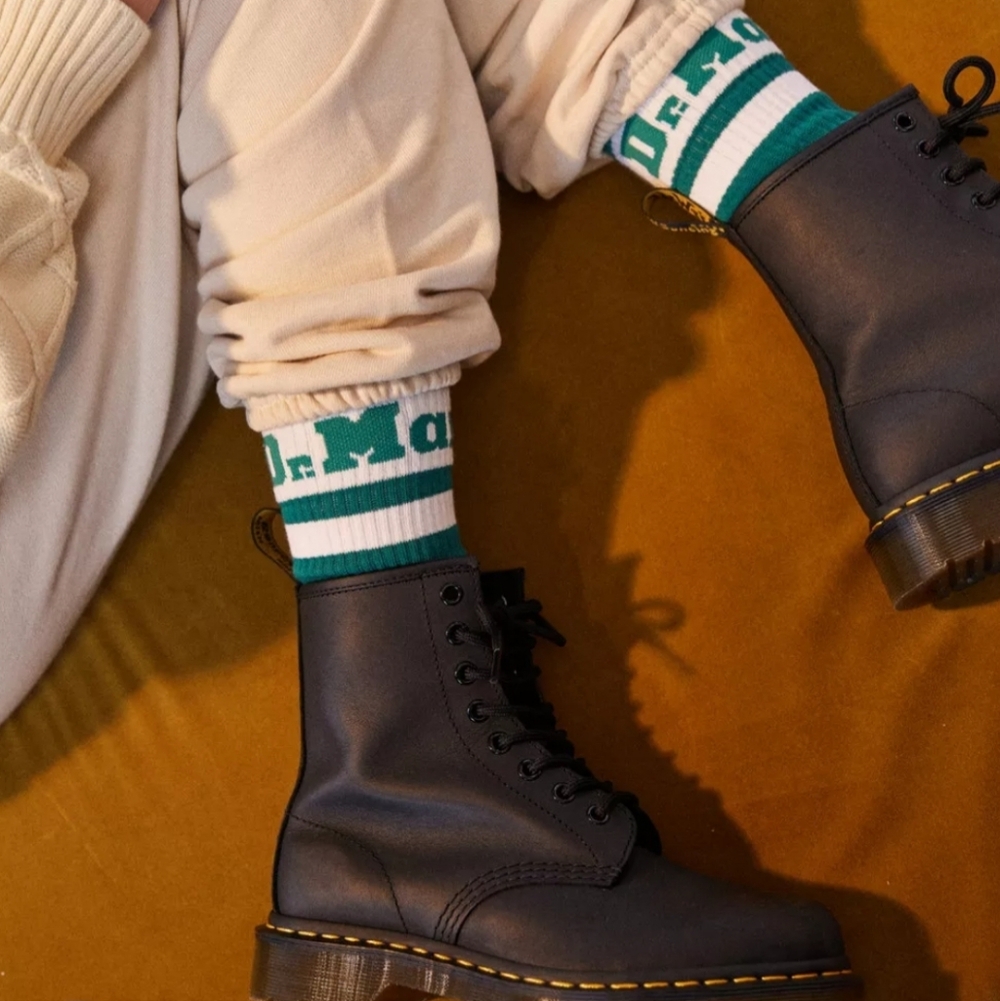 NWT Unisex Dr. Martens Athletic Logo Teal Green Casual Socks